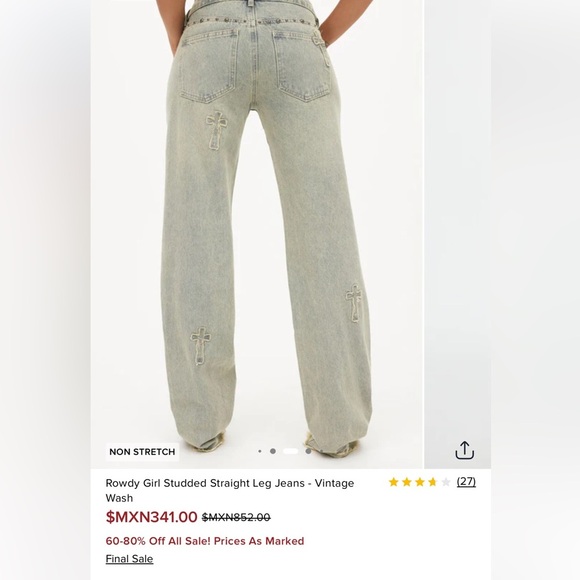 Fashion Nova Women's Light Gray Straight Leg Jeans - Picture 5 of 8